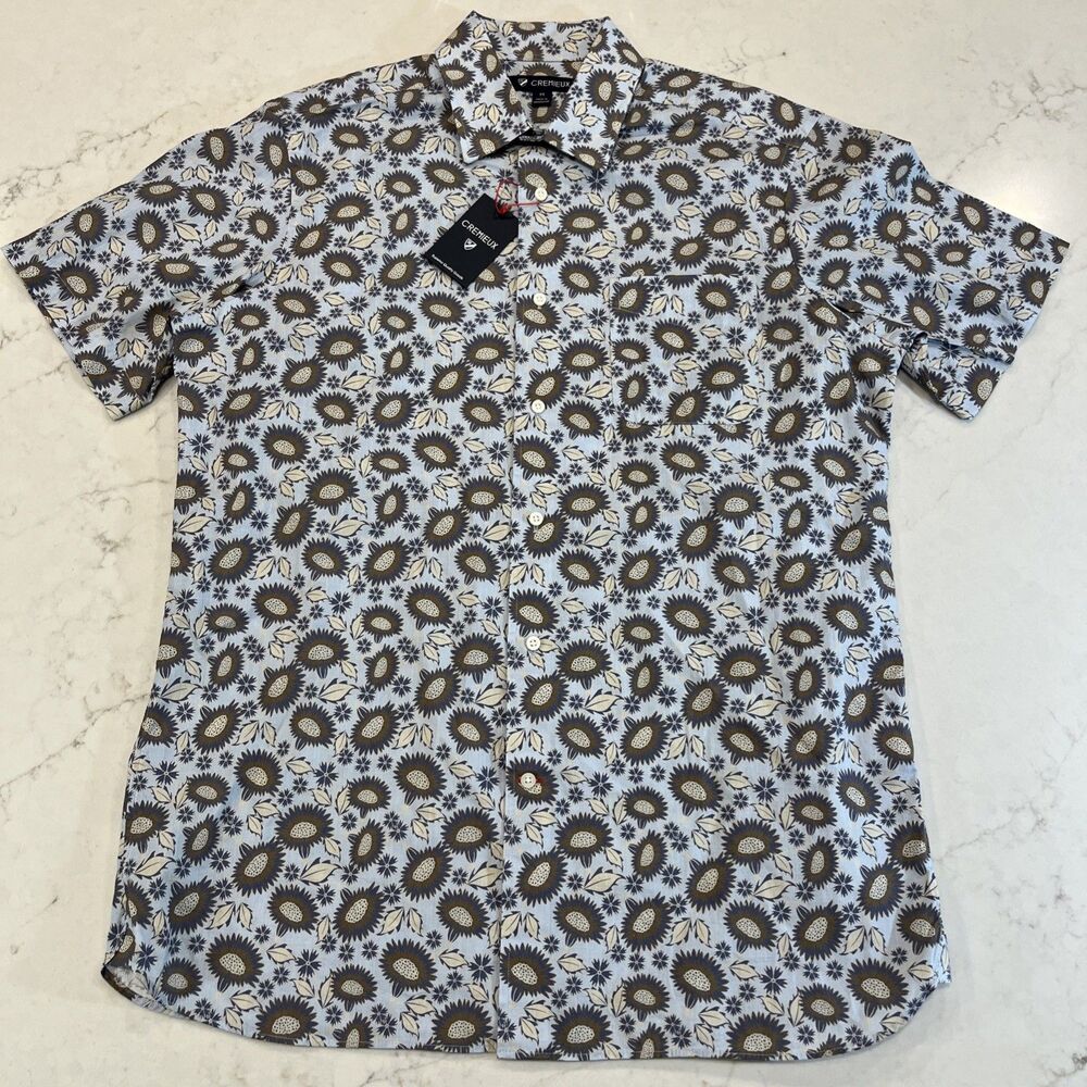 Daniel Cremieux Medium Shirt Cotton Blue All Over Pattern Short Sleeve Button Up